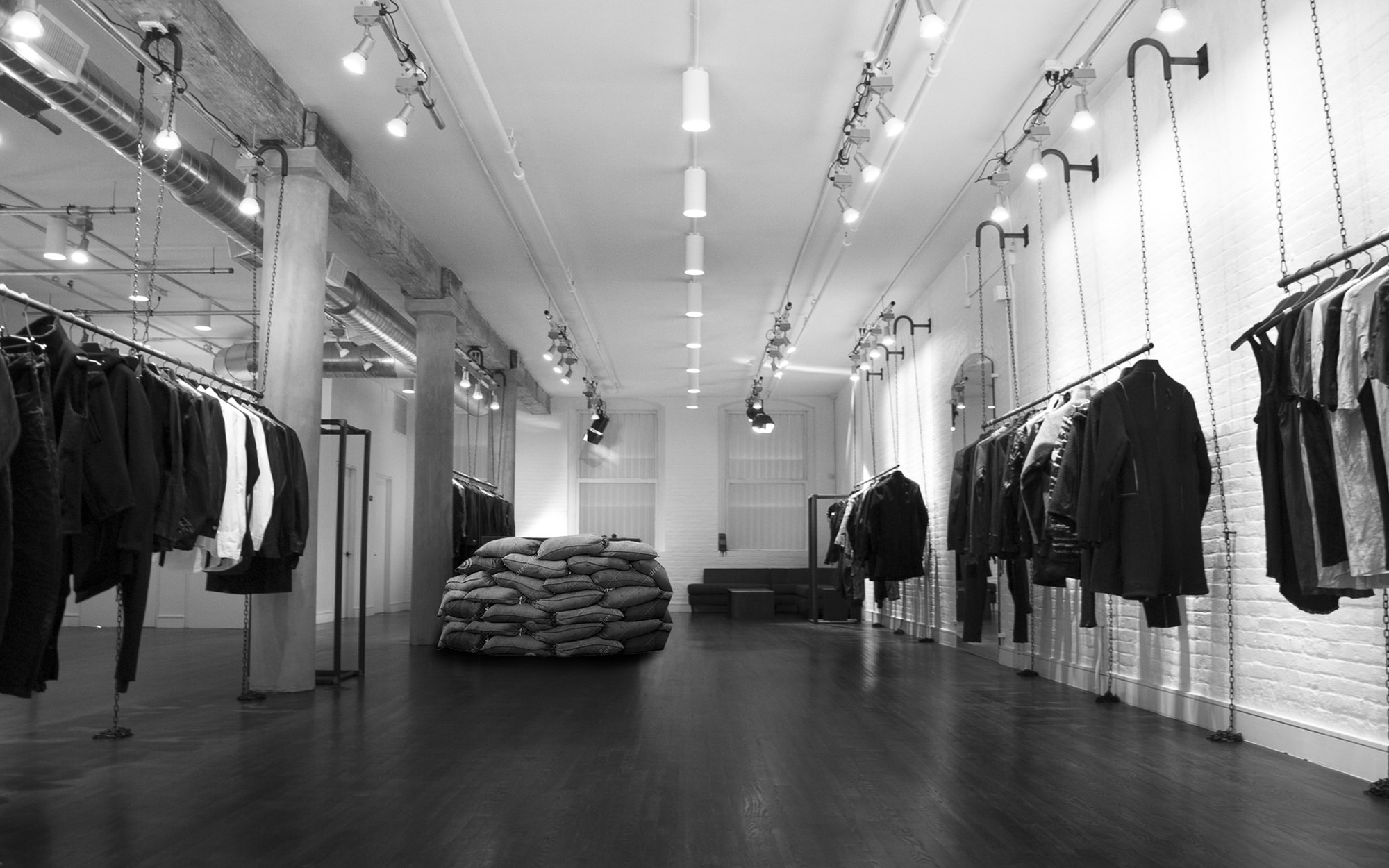 The concept: Turn the Store into a war-zone using sandbags.